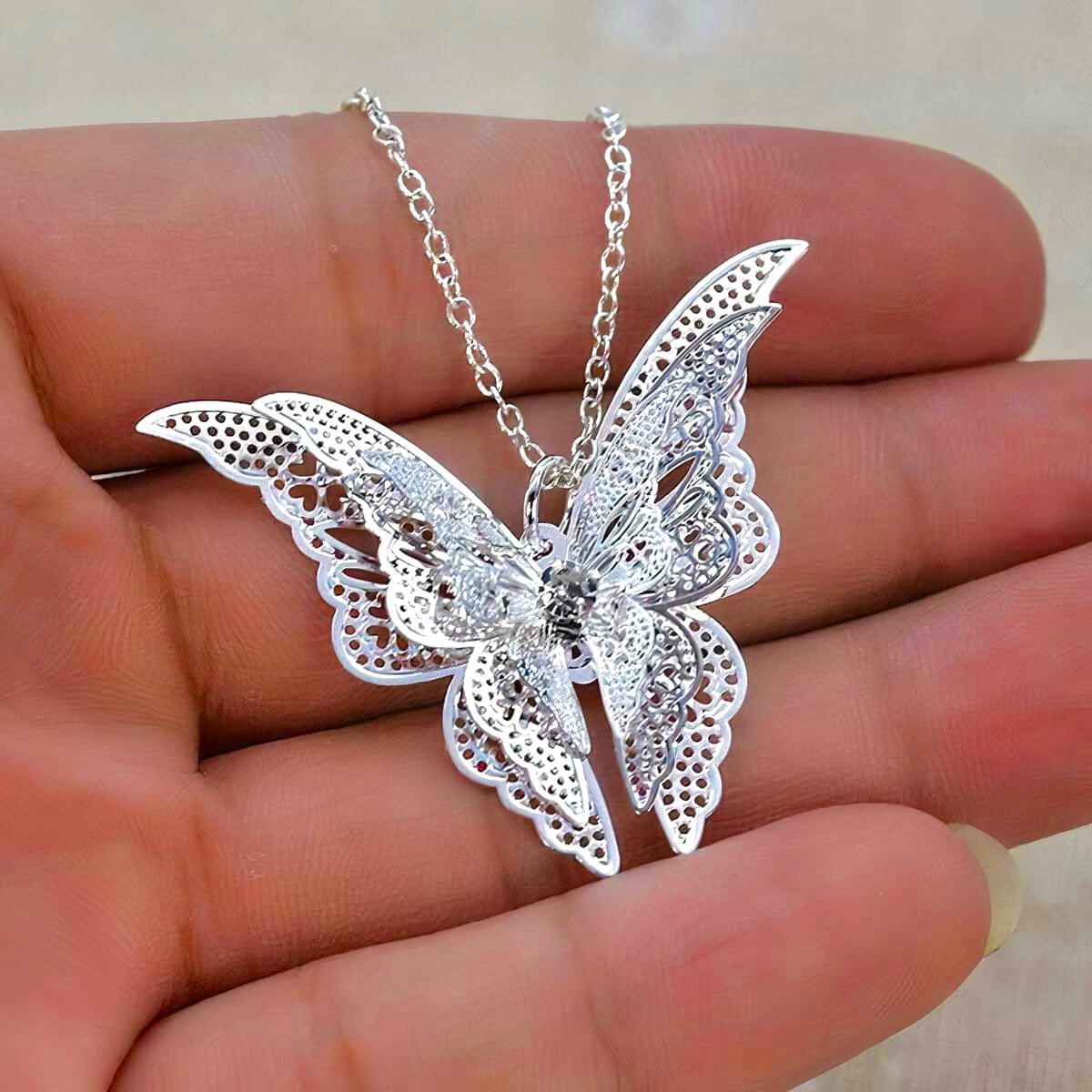3D Butterfly Pendant Necklace