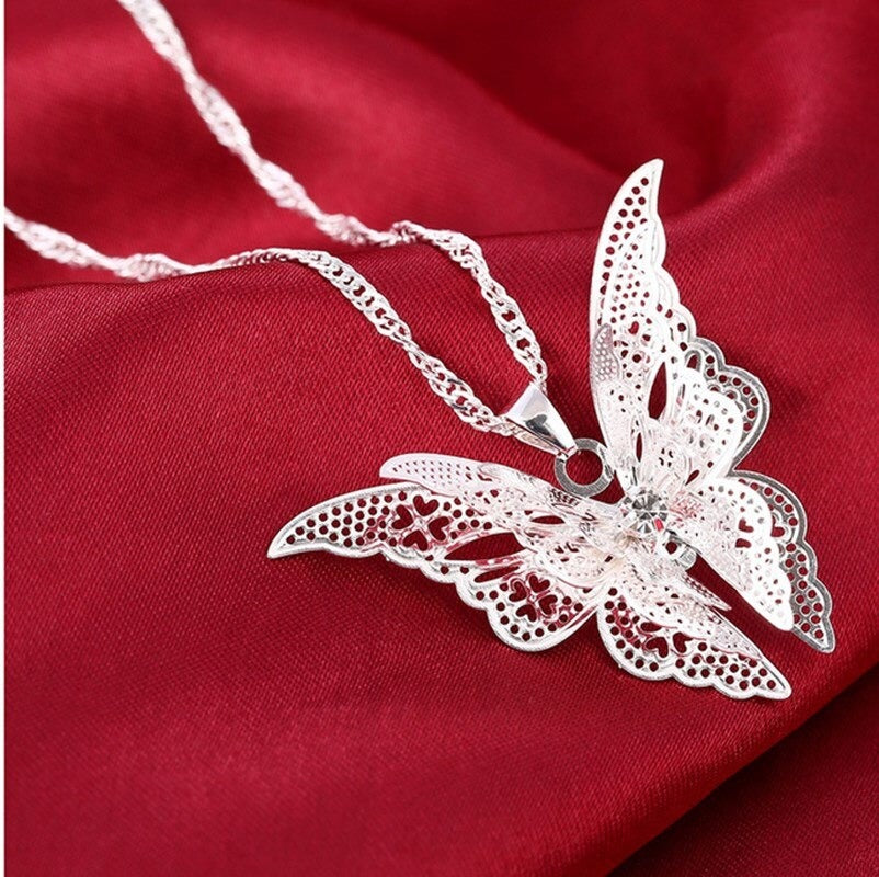 3D Butterfly Pendant Necklace