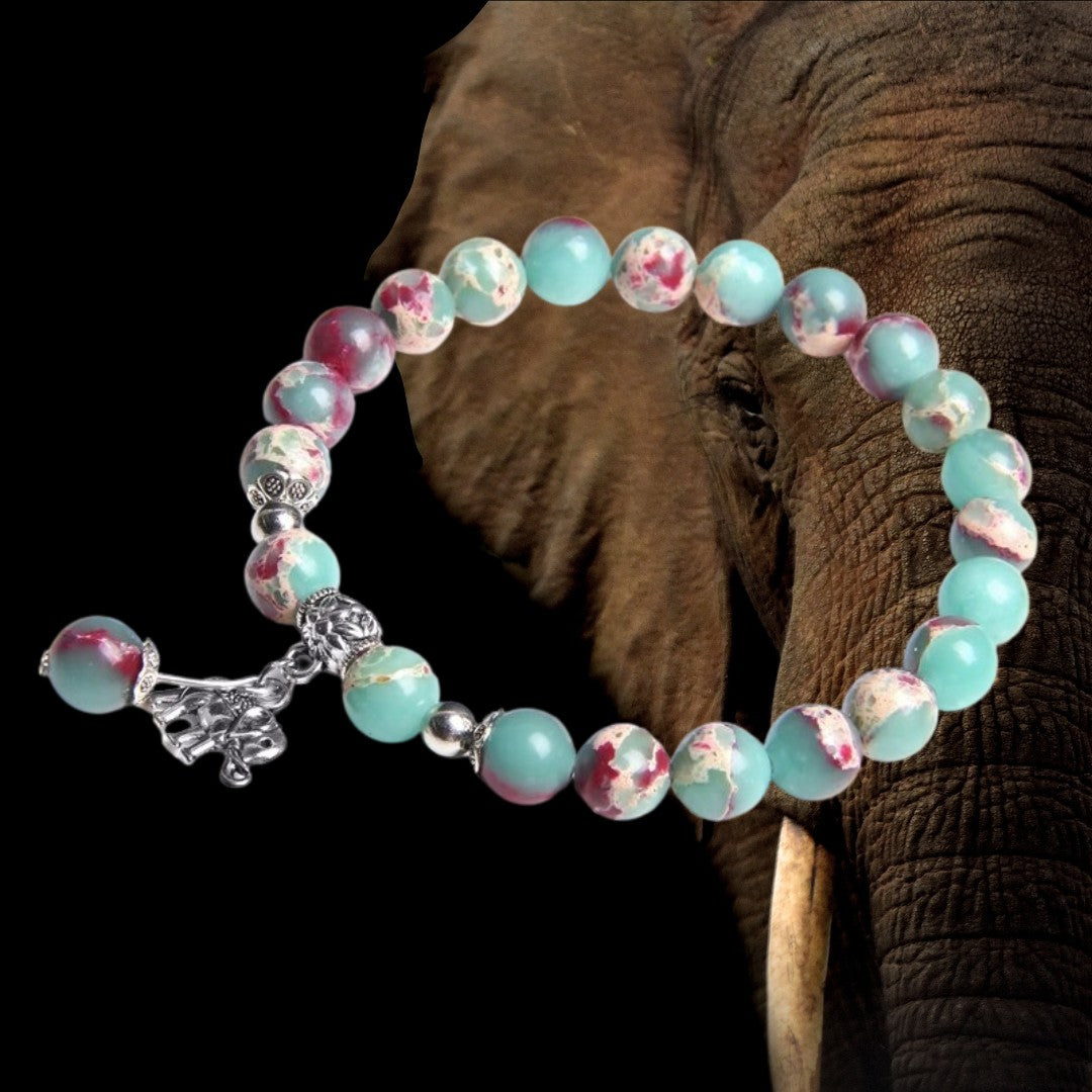 Shoushan Stone Elephant Charm Bracelet