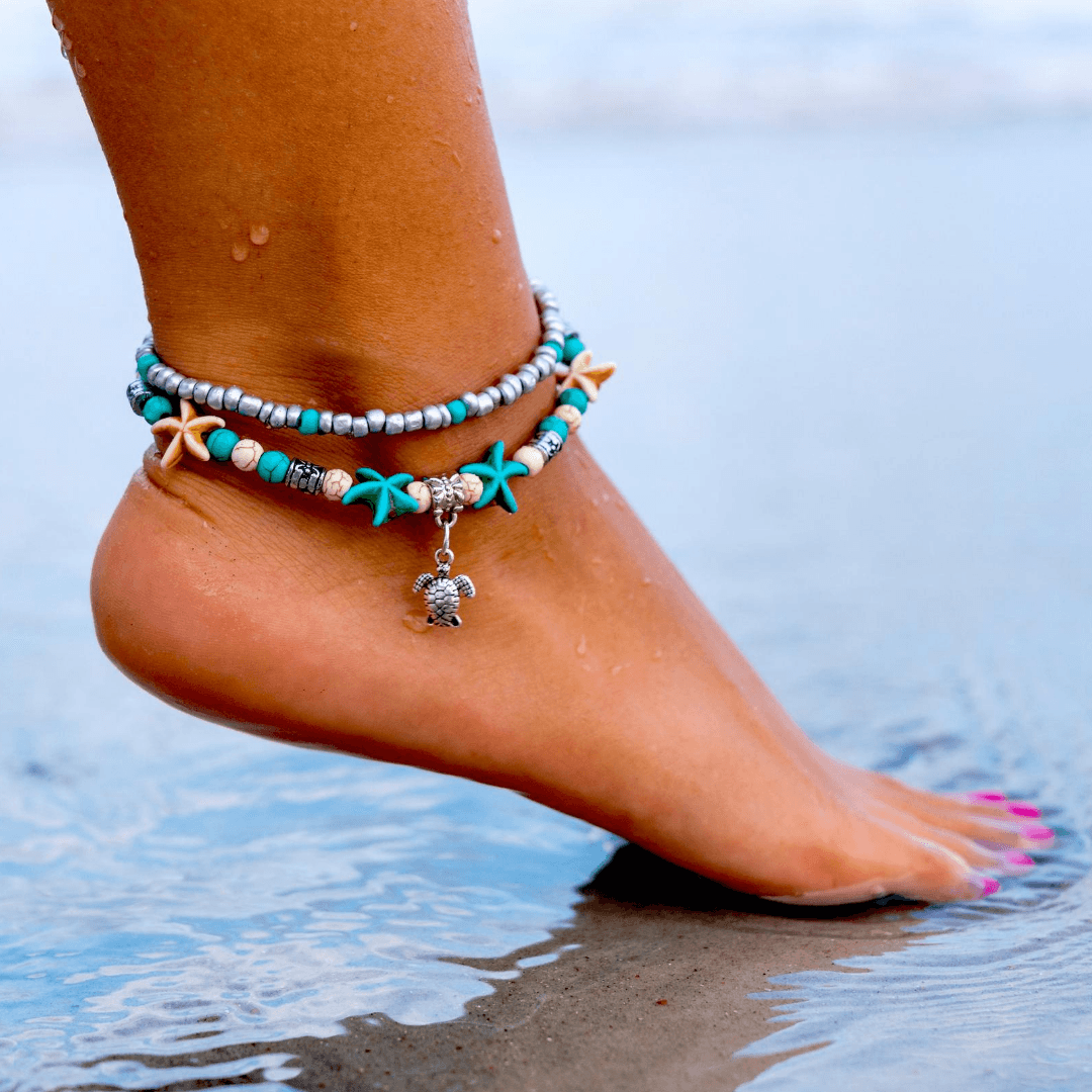 Bohemian Dual Layered Sea Turtle Anklet