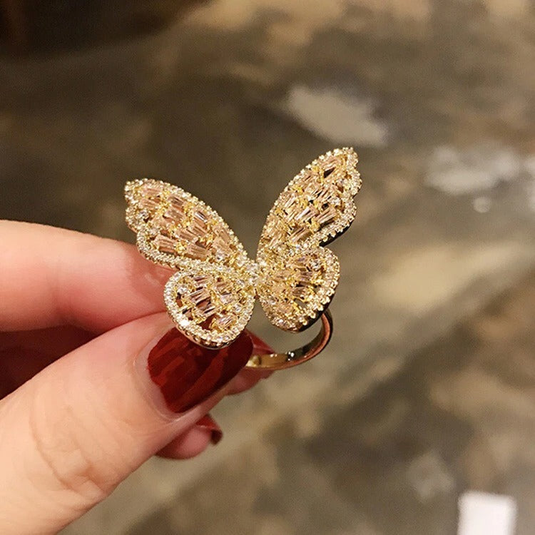 Butterfly Crystal Ring (Resizable)