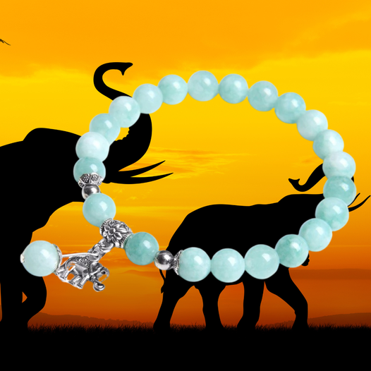 Blue Bead Elephant Charm Bracelet