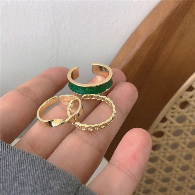 3pcs/set Bohemian White Enamel Ring Sets