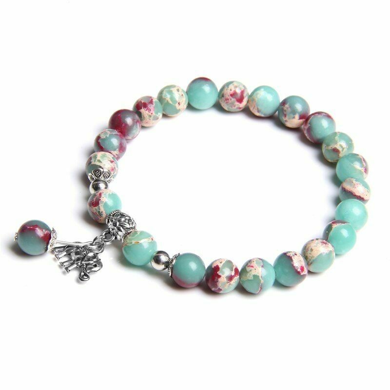 Shoushan Stone Elephant Charm Bracelet